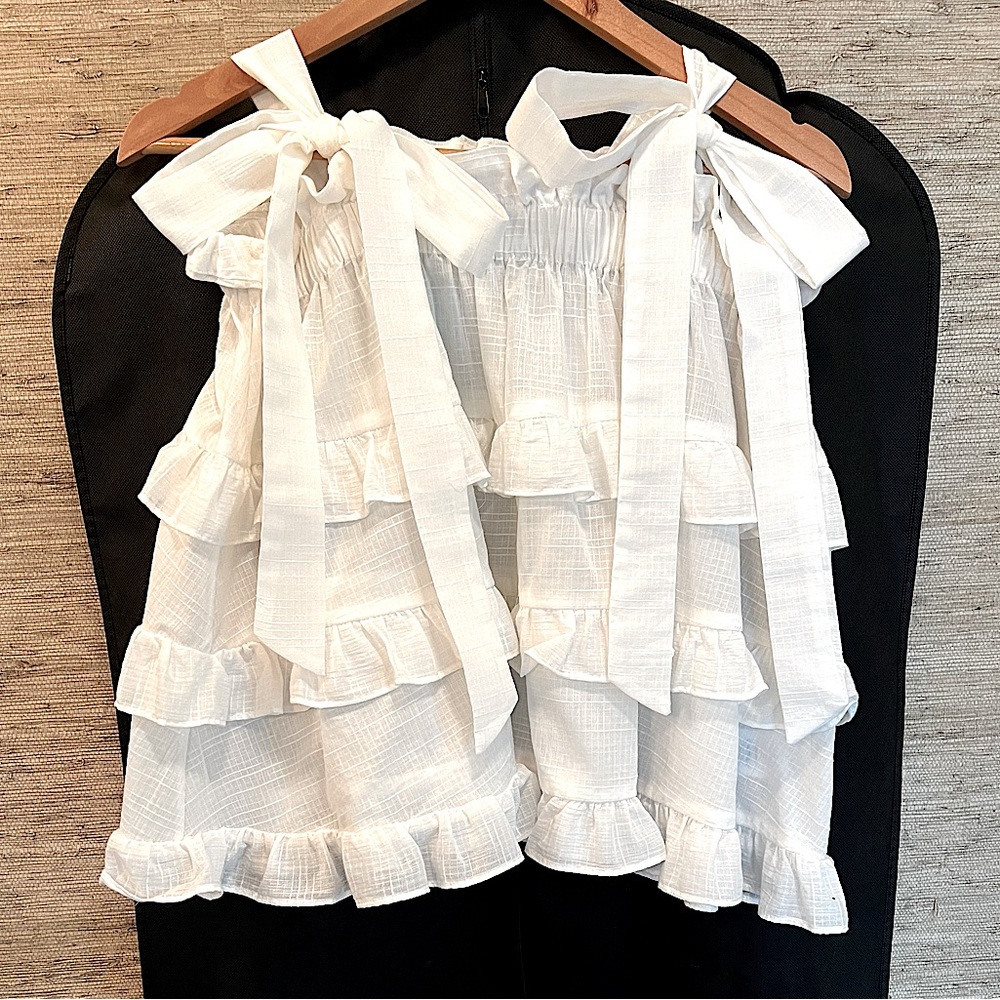 White Ruffled Tie-Shoulder Blouse